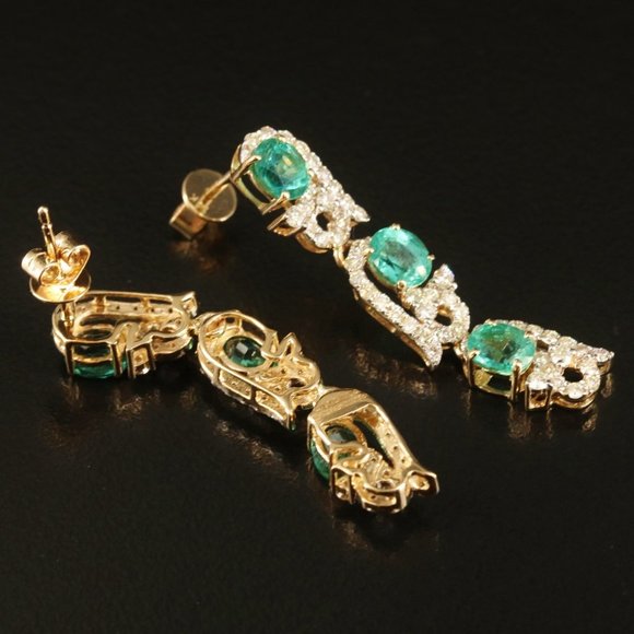 OSCAR FRIEDMAN Jewelry - $9500 / OSCAR FRIEDMAN / 3.49 CT Diamond & Colombian Emerald Earrings / 14K
